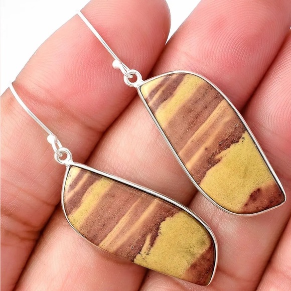 Earth Art hand crafted artisan Jewelry - Australian imperial Jasper Sterling  silver earrings